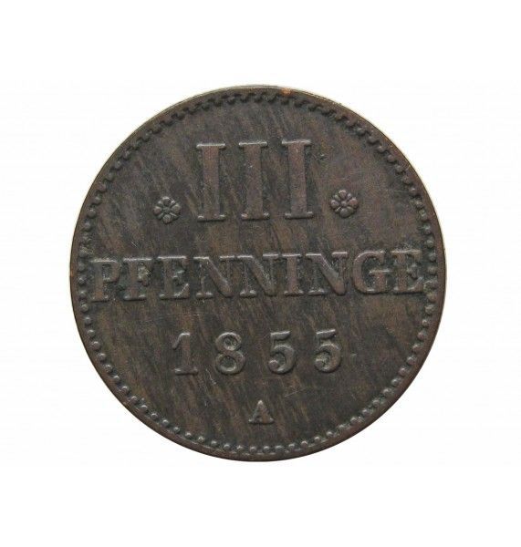 Мекленбург-Стрелиц 3 пфеннига 1855 г. A