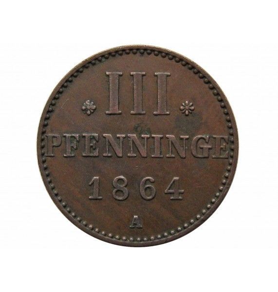 Мекленбург-Стрелиц 3 пфеннига 1864 г. A