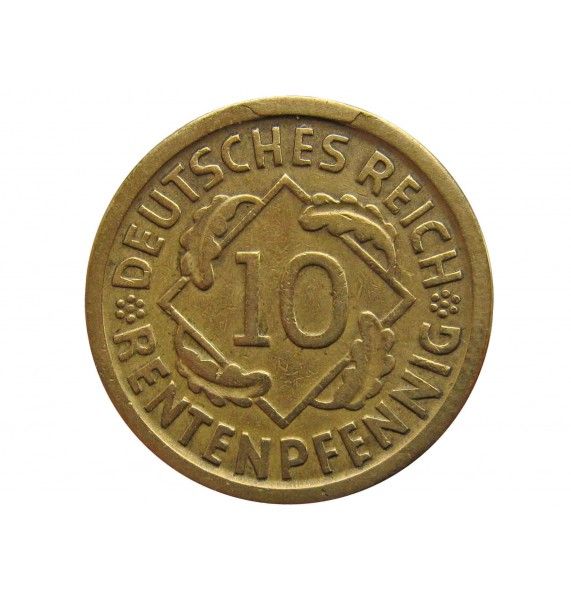 Германия 10 пфеннигов (reichs) 1924 г. D