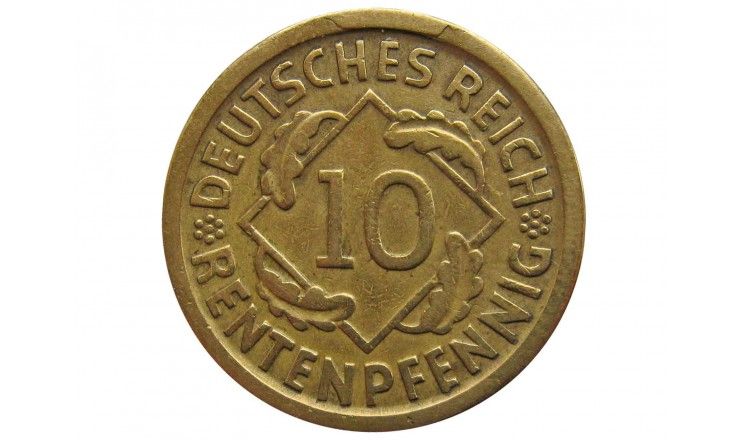 Германия 10 пфеннигов (reichs) 1924 г. D