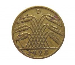 Германия 10 пфеннигов (reichs) 1924 г. D