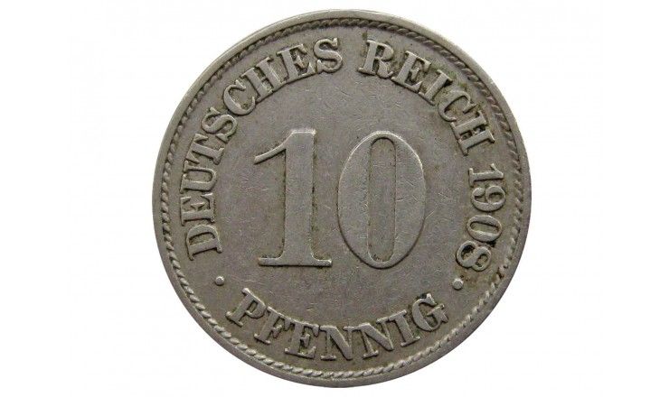 Германия 10 пфеннигов 1908 г. A