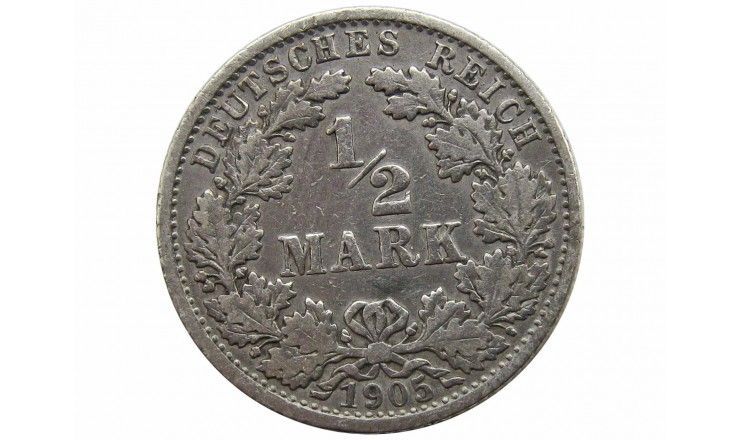 Германия 1/2 марки 1905 г. F