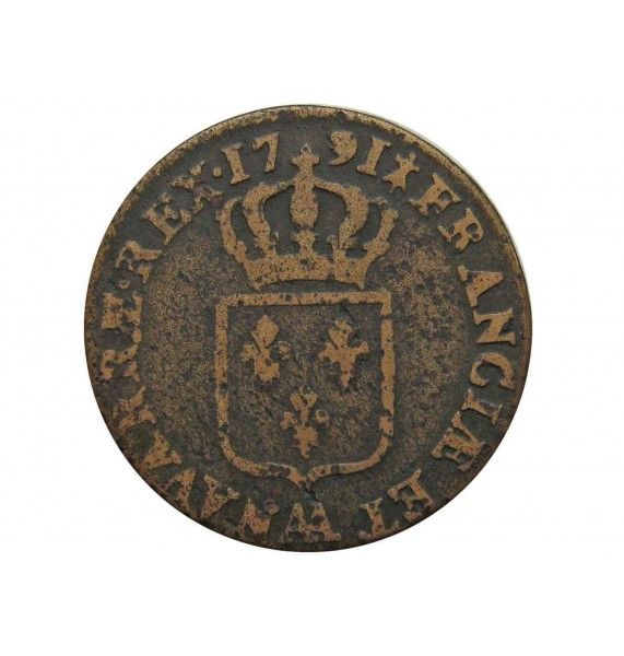 Франция 1 соль 1791 г. AA