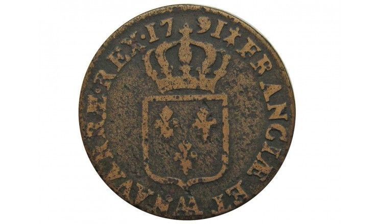 Франция 1 соль 1791 г. AA