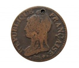 Франция 5 сантимов 1800-01 (Lan 9) гг. BB (отверстие)