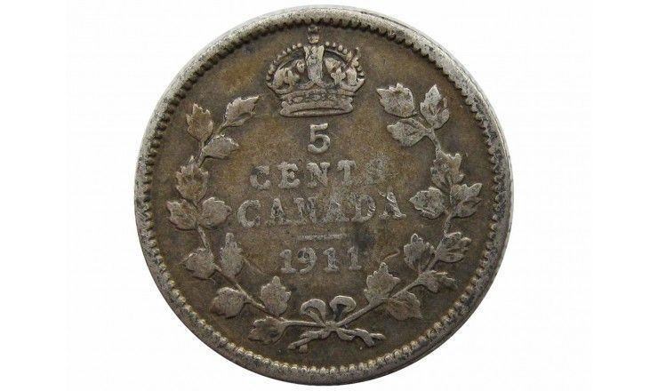 Канада 5 центов 1911 г. (небольшая деформация)