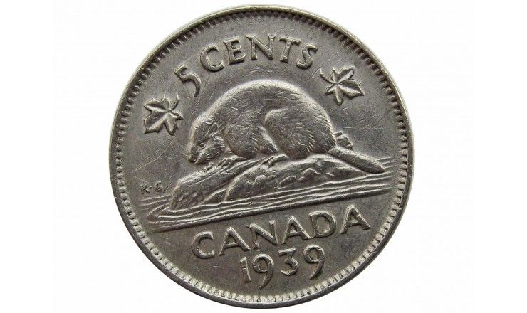 Канада 5 центов 1939 г.