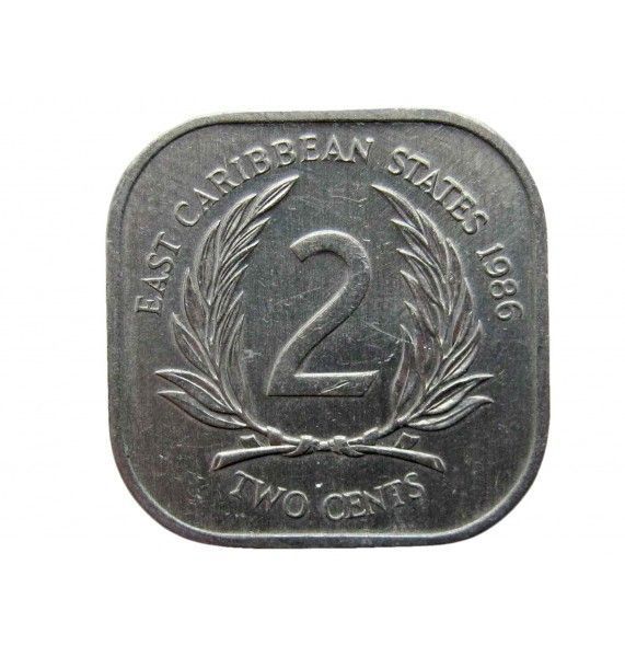 Восточно-Карибские штаты 2 цента 1986 г.