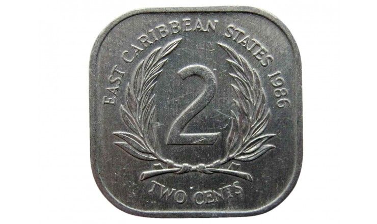 Восточно-Карибские штаты 2 цента 1986 г.