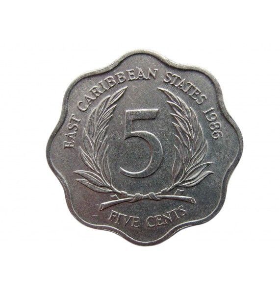 Восточно-Карибские штаты 5 центов 1986 г.