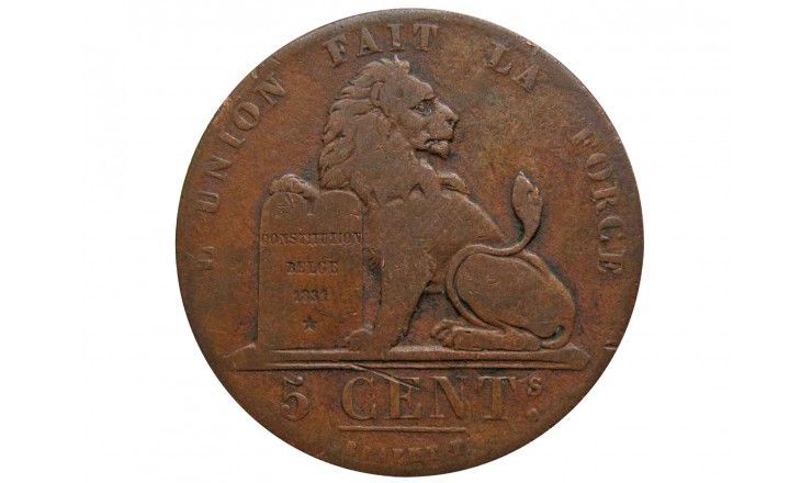 Бельгия 5 сантимов 1833 г. (Des Belges)