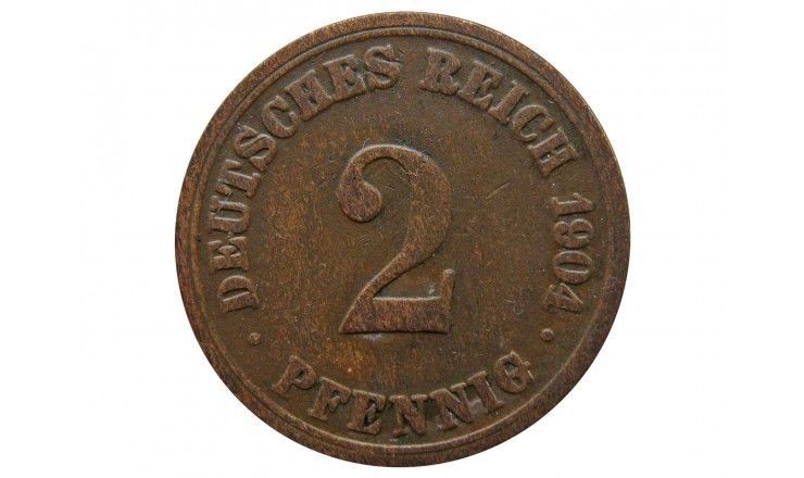 Германия 2 пфеннига 1904 г. A
