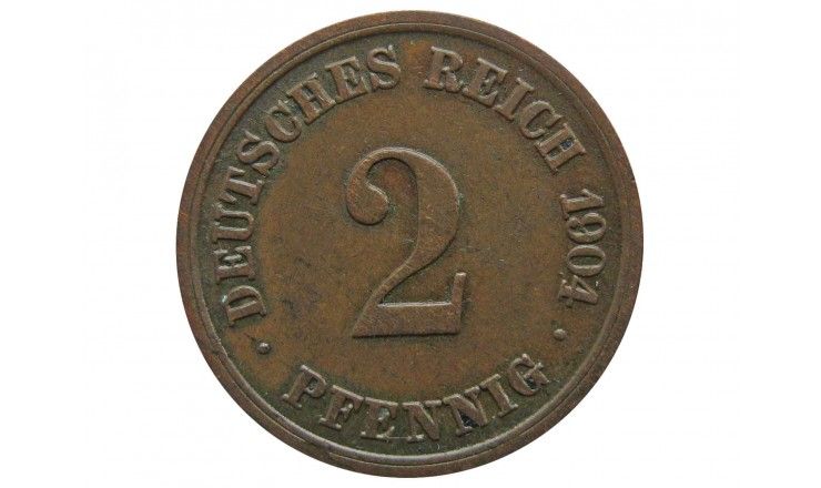 Германия 2 пфеннига 1904 г. F