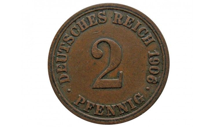 Германия 2 пфеннига 1906 г. A