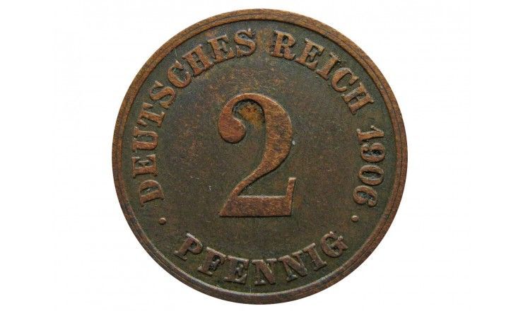 Германия 2 пфеннига 1906 г. E