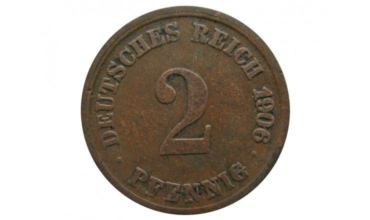 Германия 2 пфеннига 1906 г. F