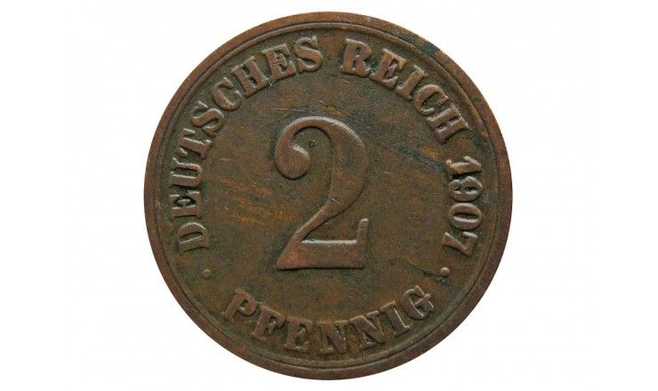 Германия 2 пфеннига 1907 г. A