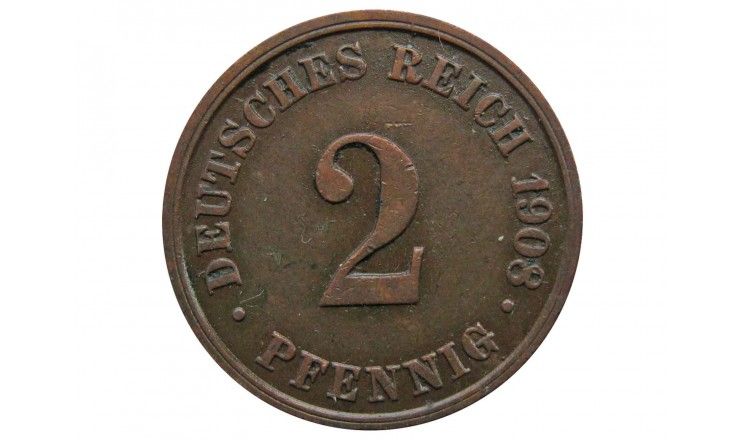 Германия 2 пфеннига 1908 г. J