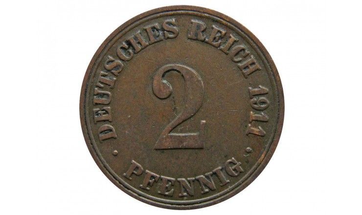 Германия 2 пфеннига 1911 г. A