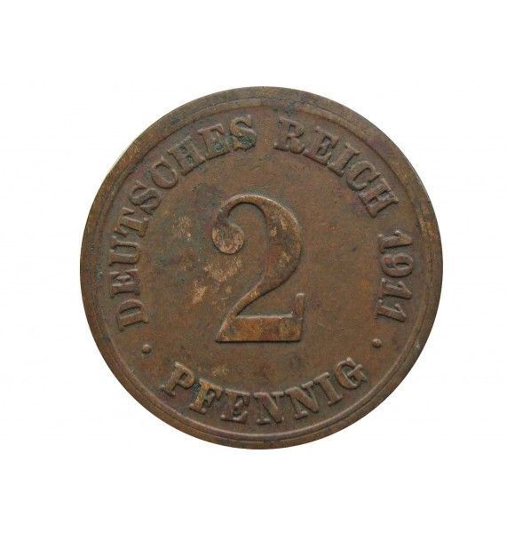 Германия 2 пфеннига 1911 г. F