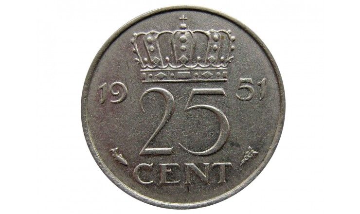 Нидерланды 25 центов 1951 г.