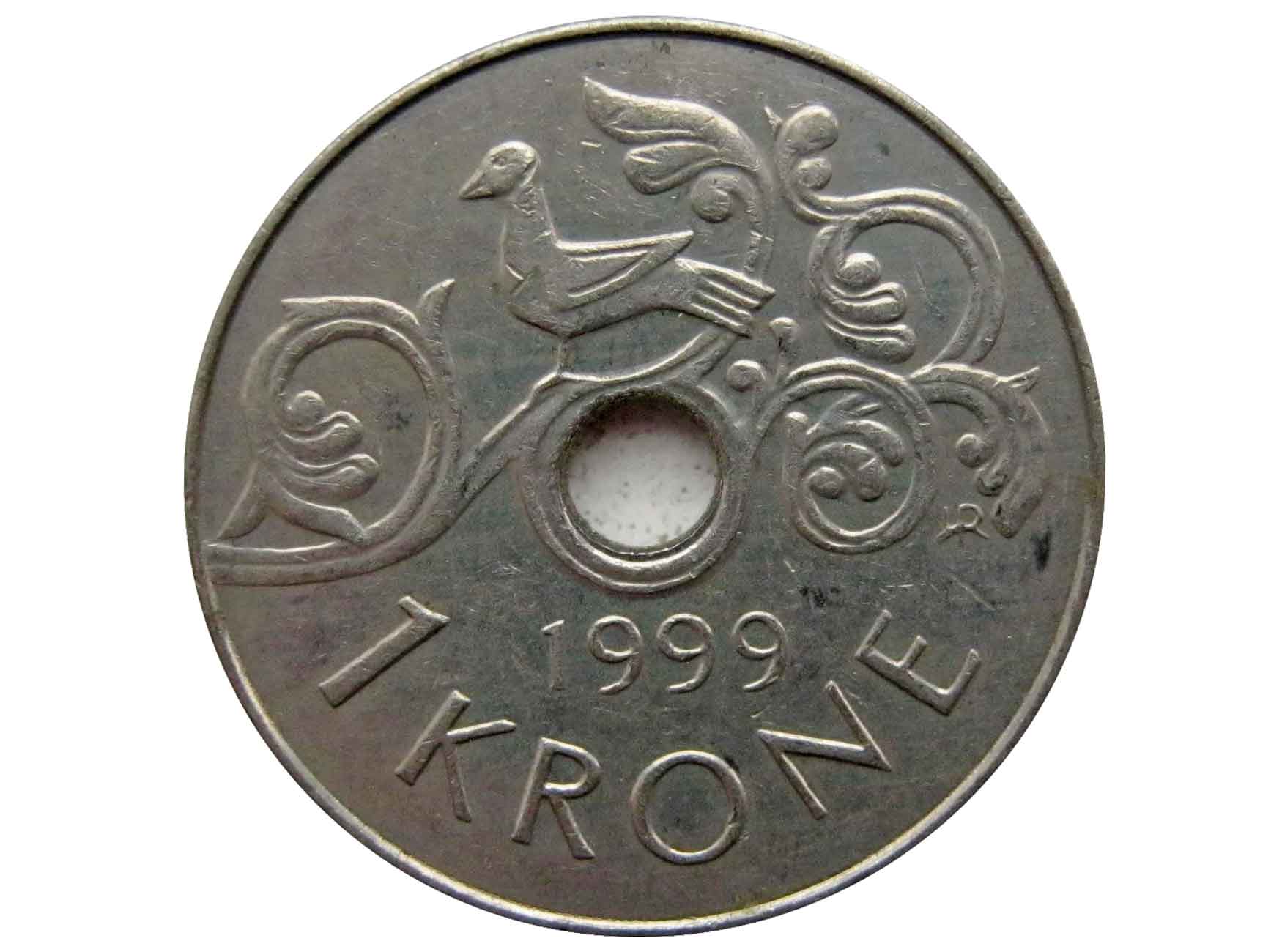 Кроны норвегии в рубли. 1 Krone 1997. 1 Крон монета. 1 Норвежская крона. Норвежская крона 200.