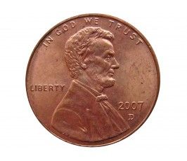 США 1 цент 2007 г. D