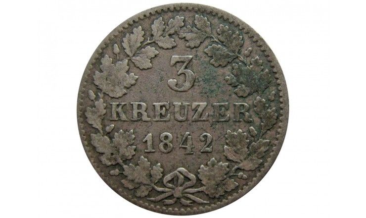 Баден 3 крейцера 1842 г.