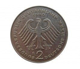 Германия 2 марки 1990 г. G (Курт Шумахер, 30 лет Федеративной Республике)