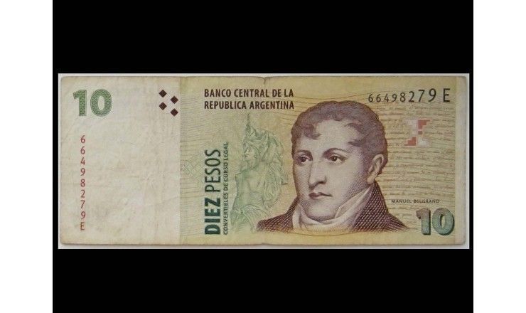 Аргентина 10 песо 1998 - 2003 гг.