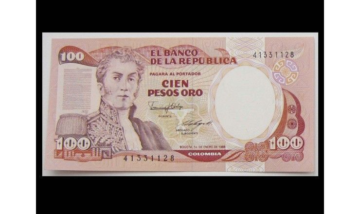 Колумбия 100 песо 1986 г.