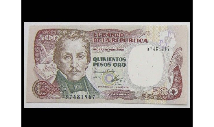 Колумбия 500 песо 1992 г.