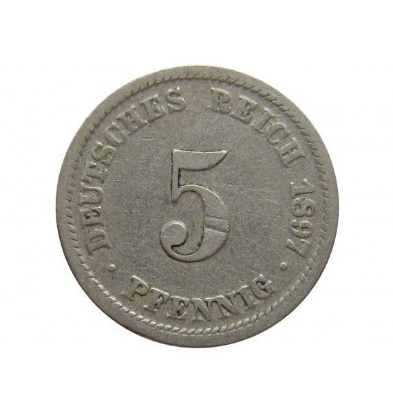 Германия 5 пфеннигов 1897 г. D