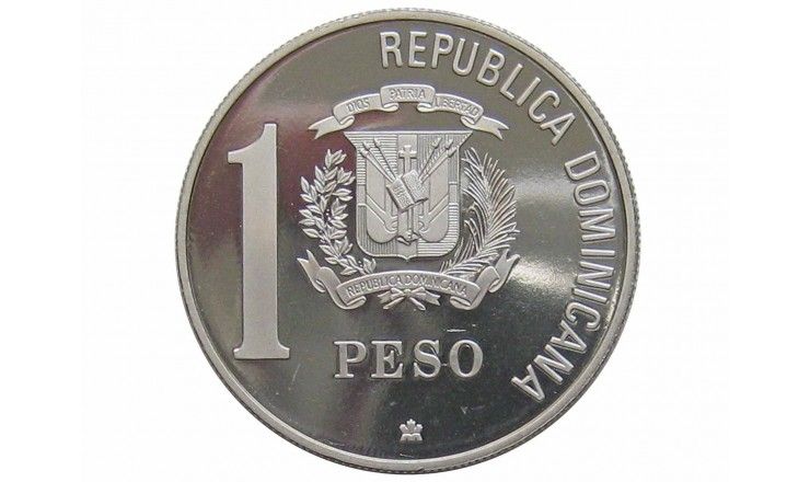 Доминиканская республика 1 песо 1988 г. (500-летие открытия Америки, proof)