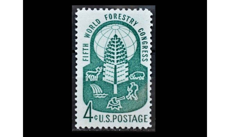 США 1960 г. "Эмблема Всемирного лесного конгресса"