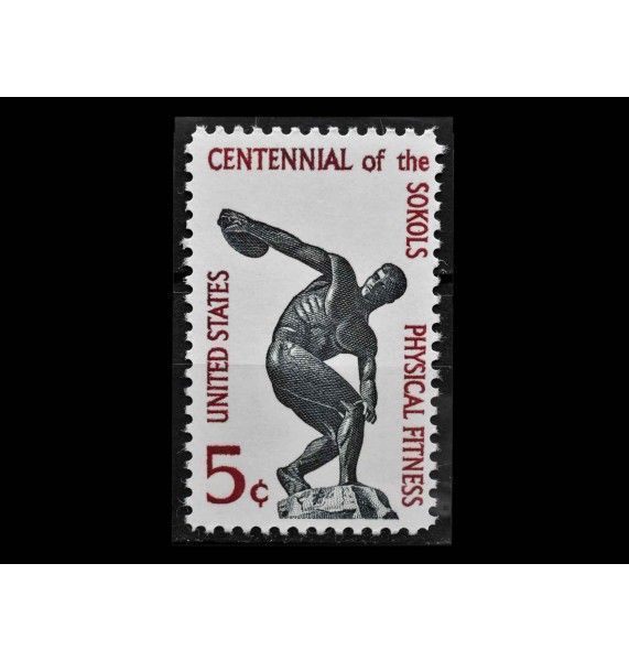 США 1965 г. "100 лет спортивному союзу "Сокол": Статуя"