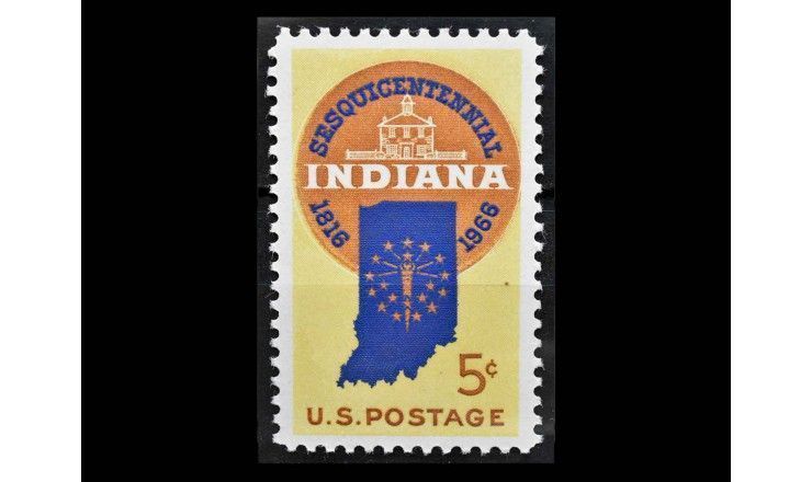 США 1966 г. "150 лет штату Индиана"