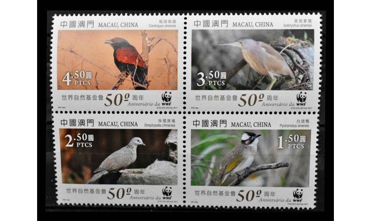 Макао 2011 г. "50 лет Всемирному фонду дикой природы: Птицы"