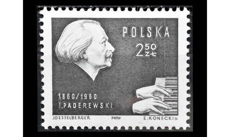 Польша 1960 г. "Ян Падеревский, пианист"