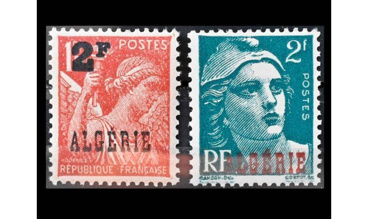 Алжир 1945/1947 г. "Стандартные марки" (надпечатка)