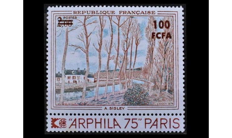 Реюньон 1974 г. "Картина Альфреда Сислея" (надпечатка)  