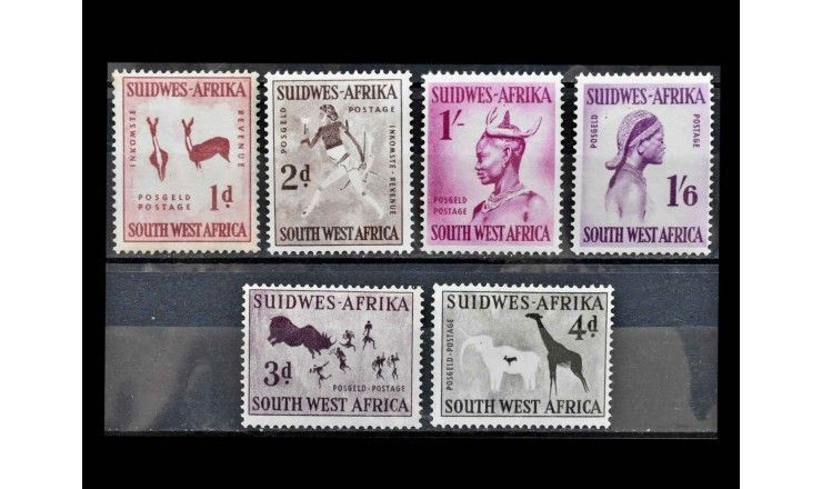 Юго-Западная Африка 1954 г. "Наскальные рисунки, туземцы и животные"
