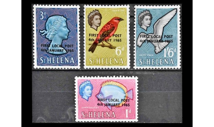Остров Святой Елены 1965 г. "Первая местная почта" (надпечатка)