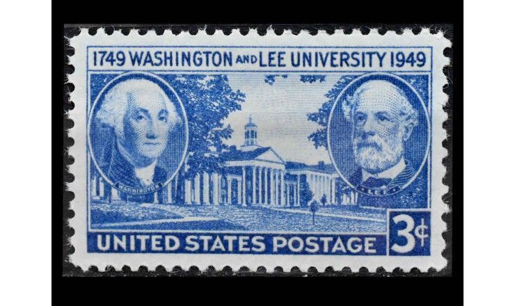 США 1949 г. "Джордж Вашингтон, Роберт Ли и здание университета" 