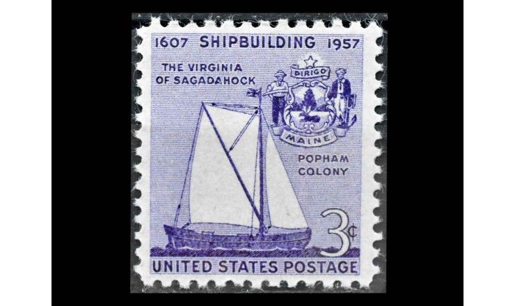 США 1957 г. "350 лет судостроению в Америке"