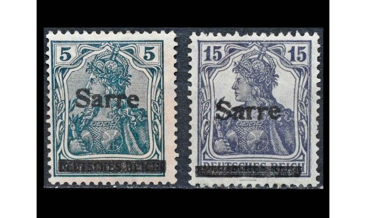 Германия (Саар) 1920 г. "Стандартные марки" (надпечатка) 