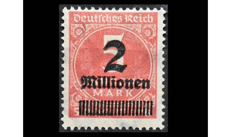 Германия (Веймарская республика) 1923 г. "Цифры в прямоугольнике, Цифры в круге" (надпечатка) 
