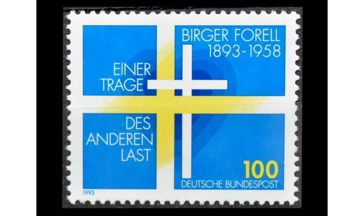ФРГ 1993 г. "100 лет со дня рождения Биргера Форелла, шведского священника"