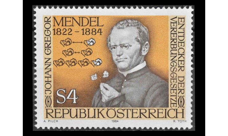 Австрия 1984 г. "100 лет со дня смерти Грегора Менделя"